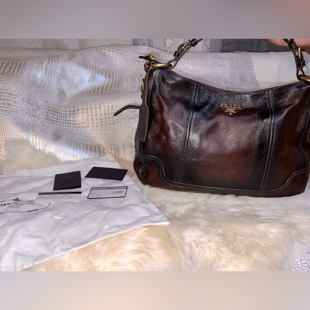NWT Authentic vintage PRADA deerskin Sacca Cervo Antik satchel.